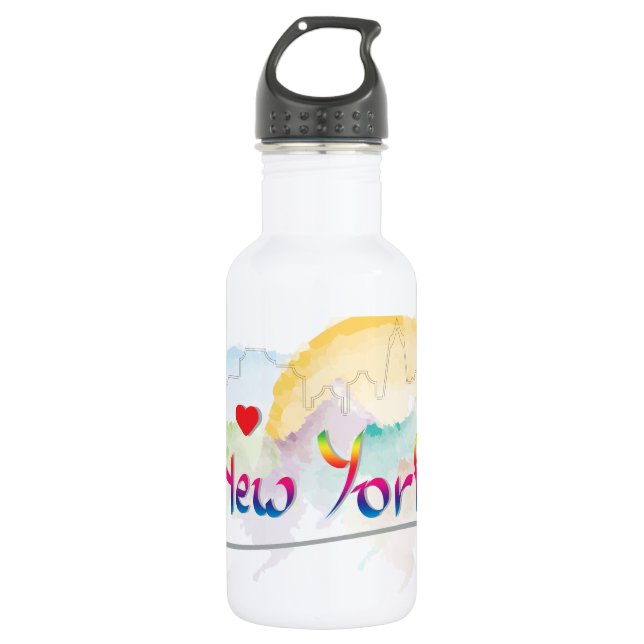 New York Skyline "I love you" 532 Ml Water Bottle (Front)