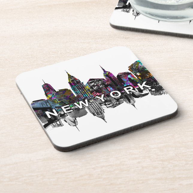 New York skyline in graffiti  Beverage Coaster (Left Side)