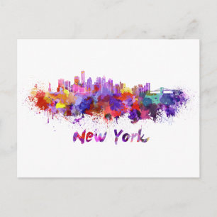 New York skyline in watercolor Postcard