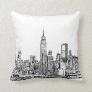 New York skyline ink pillows