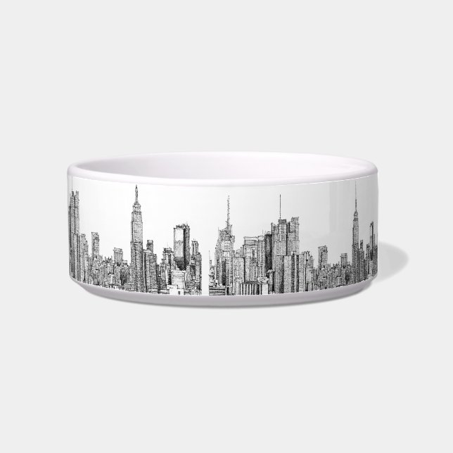 New York skyline ink poochie dish (Right)