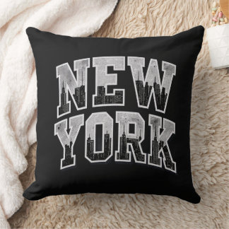 New York skyline integrated silhouette black Cushion