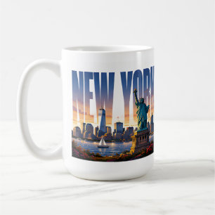 New York Skyline Liberty Waterfront Views Coffee Mug