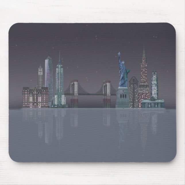 New York Skyline Night Reflections Mouse Mat (Front)