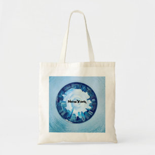 new york skyline of skyscrapers in round tote bag