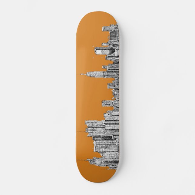 New York skyline orange Skateboard (Front)