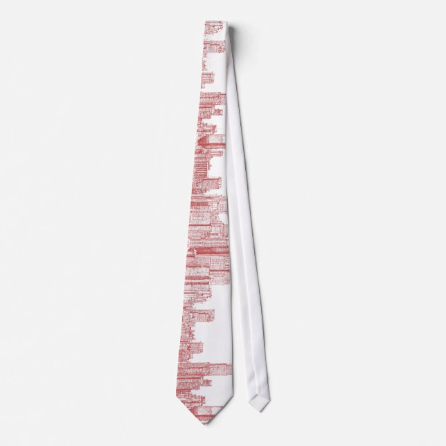 New York skyline pink red Tie (Front)