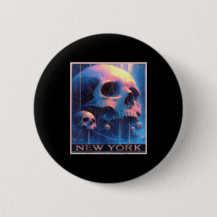 New york skyline punk grunge vintage retro graffit 6 cm round badge