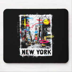 New york skyline punk grunge vintage retro graffit mouse mat