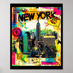 New york skyline punk grunge vintage retro graffit poster