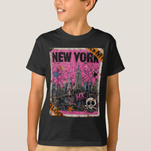New york skyline punk grunge vintage retro graffit T-Shirt
