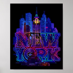 New york skyline punk grunge vintage retro poster
