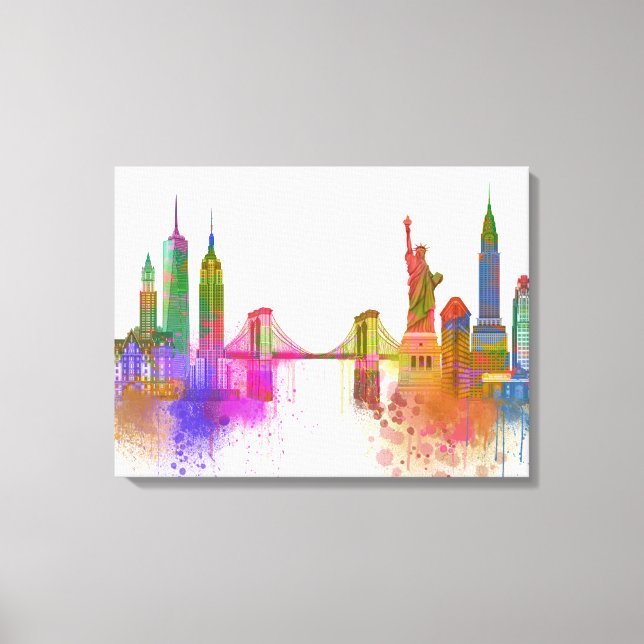 New York Skyline - Rainbow Canvas Print (Front)