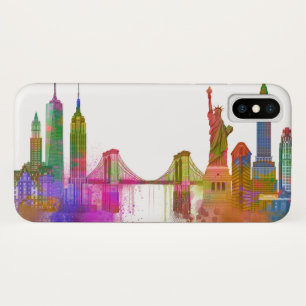 New York Skyline - Rainbow iPhone X Case