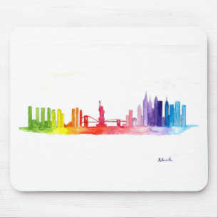 New York skyline Rainbow NYC modern Mouse Mat