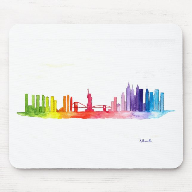 New York skyline Rainbow NYC modern Mouse Mat (Front)