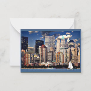 New York Skyline, Sailboat on the Hudson River Card