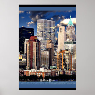 New York Skyline, Sailboat on the Hudson River Poster