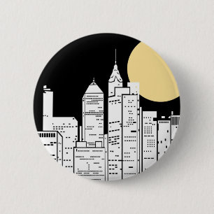 New York Skyline Silhouette 6 Cm Round Badge