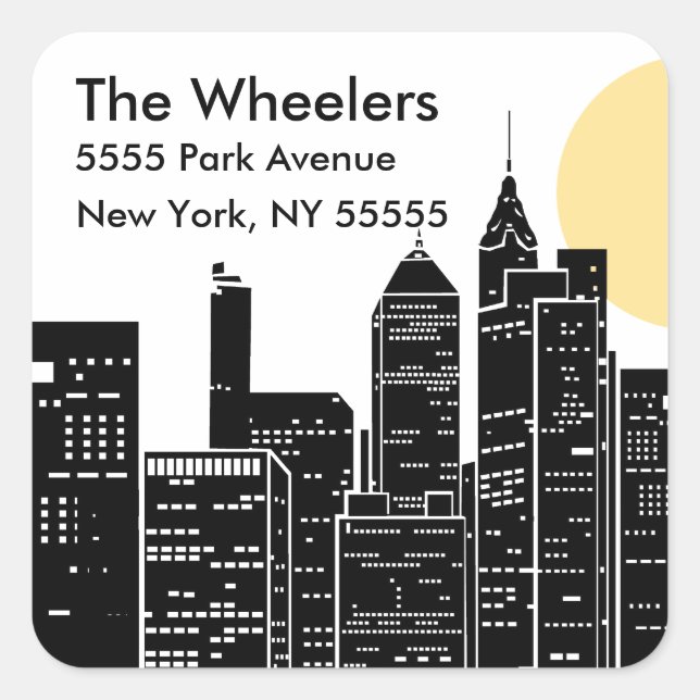 New York Skyline Silhouette Address Label (Front)
