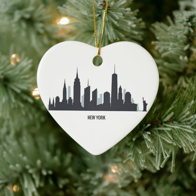 New York Skyline Silhouette Black Elegant American Ceramic Tree Decoration (Tree)