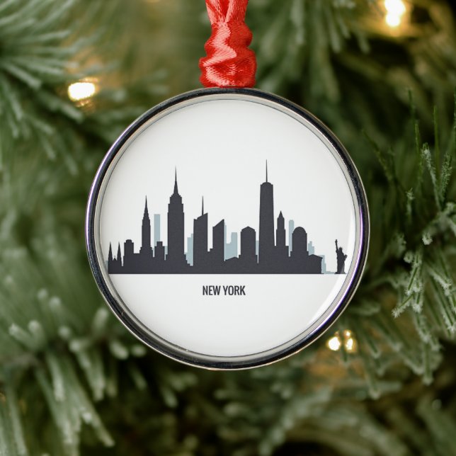 New York Skyline Silhouette Black Elegant American Metal Tree Decoration (Tree)