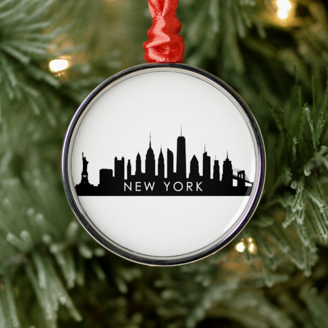 New York Skyline Silhouette Black Elegant NYC Metal Tree Decoration (Tree)