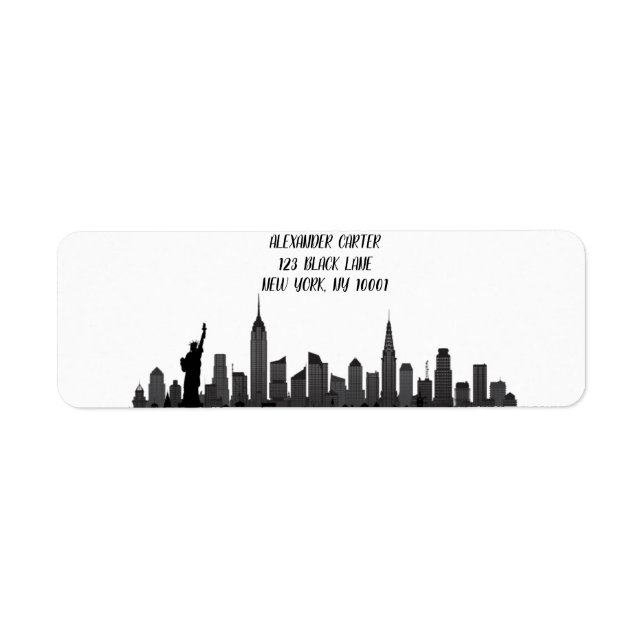 New York Skyline Silhouette Black Elegant Script (Front)