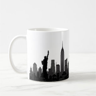New York Skyline Silhouette Black Elegant Script C Coffee Mug