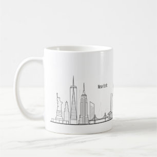 New York Skyline Silhouette Black Elegant Script Coffee Mug