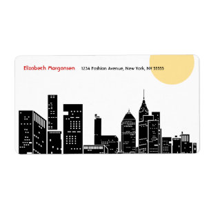 New York Skyline Silhouette Label