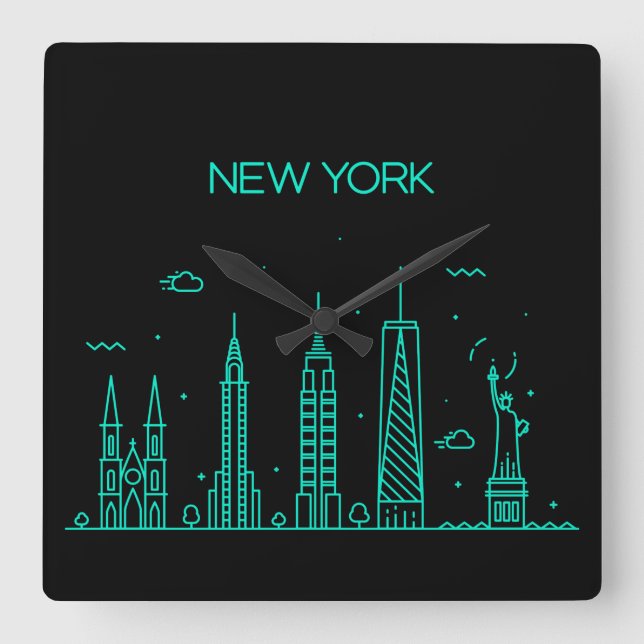 New York skyline Square Wall Clock (Front)