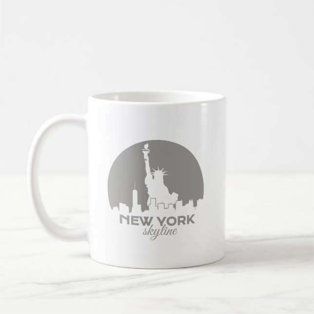 New York Skyline Statue of Liberty Silhouette Coffee Mug (Left)