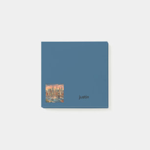 New York Skyline Travel Art Vintage Personalise Post-it Notes