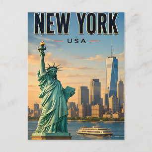 New York Skyline Travel Gift Postcard