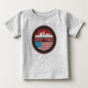 New York Skyline United States Flag Baby T-Shirt