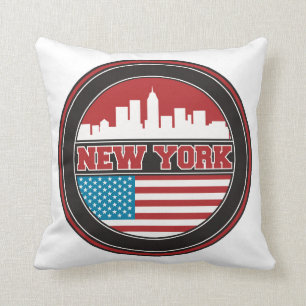 New York Skyline   United States Flag Cushion