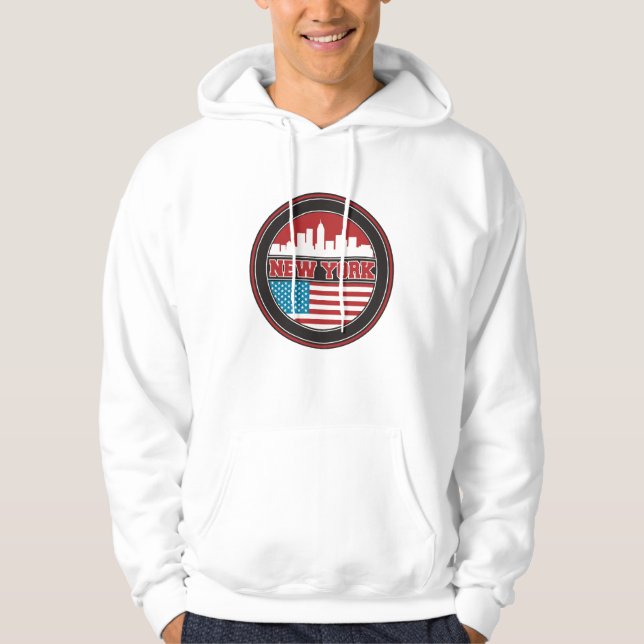New York Skyline | United States Flag Hoodie (Front)
