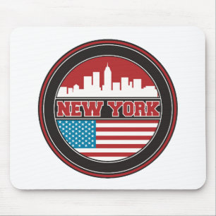 New York Skyline   United States Flag Mouse Mat