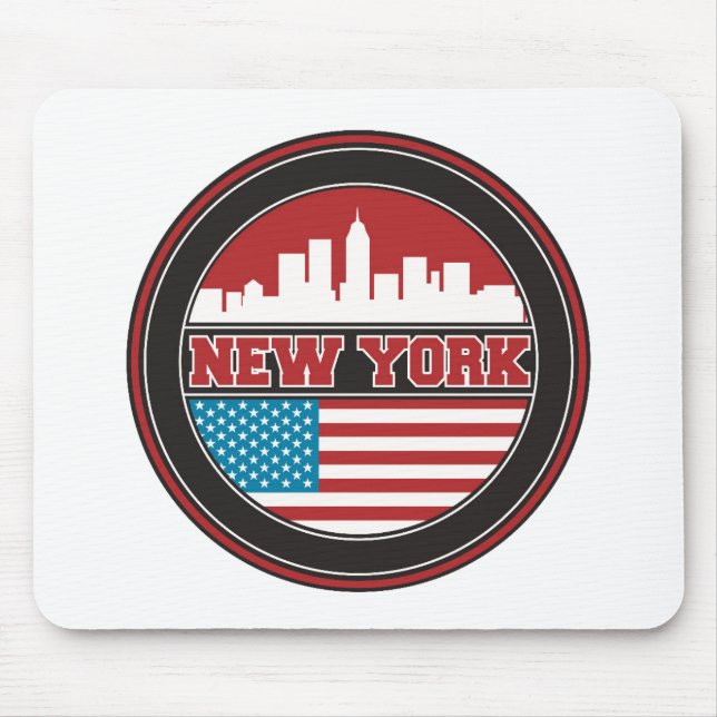 New York Skyline | United States Flag Mouse Mat (Front)