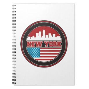 New York Skyline United States Flag Notebook