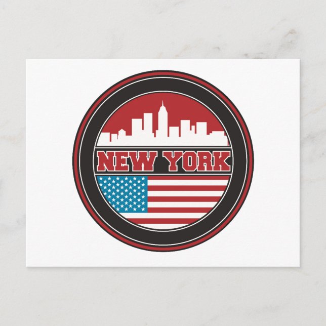 New York Skyline | United States Flag Postcard (Front)