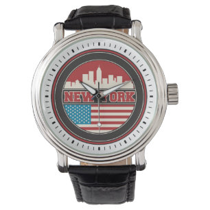 New York Skyline United States Flag Watch