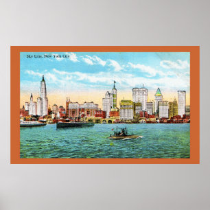 New York Skyline Vintage Poster