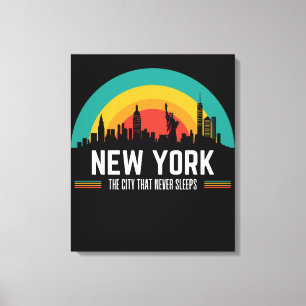 New York Skyline Vintage Sunset Canvas Print