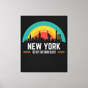 New York Skyline Vintage Sunset Canvas Print