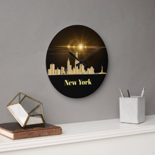 new york skyline wall clock