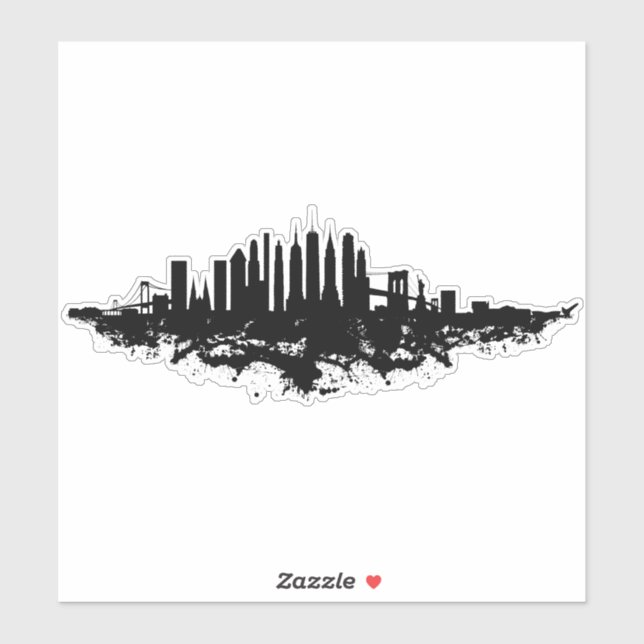 New York Skyline Watercolor Black and White (Sheet)