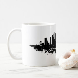 New York Skyline Watercolor Black and White Coffee Mug