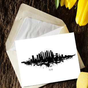 New York Skyline Watercolor Black and White Postcard